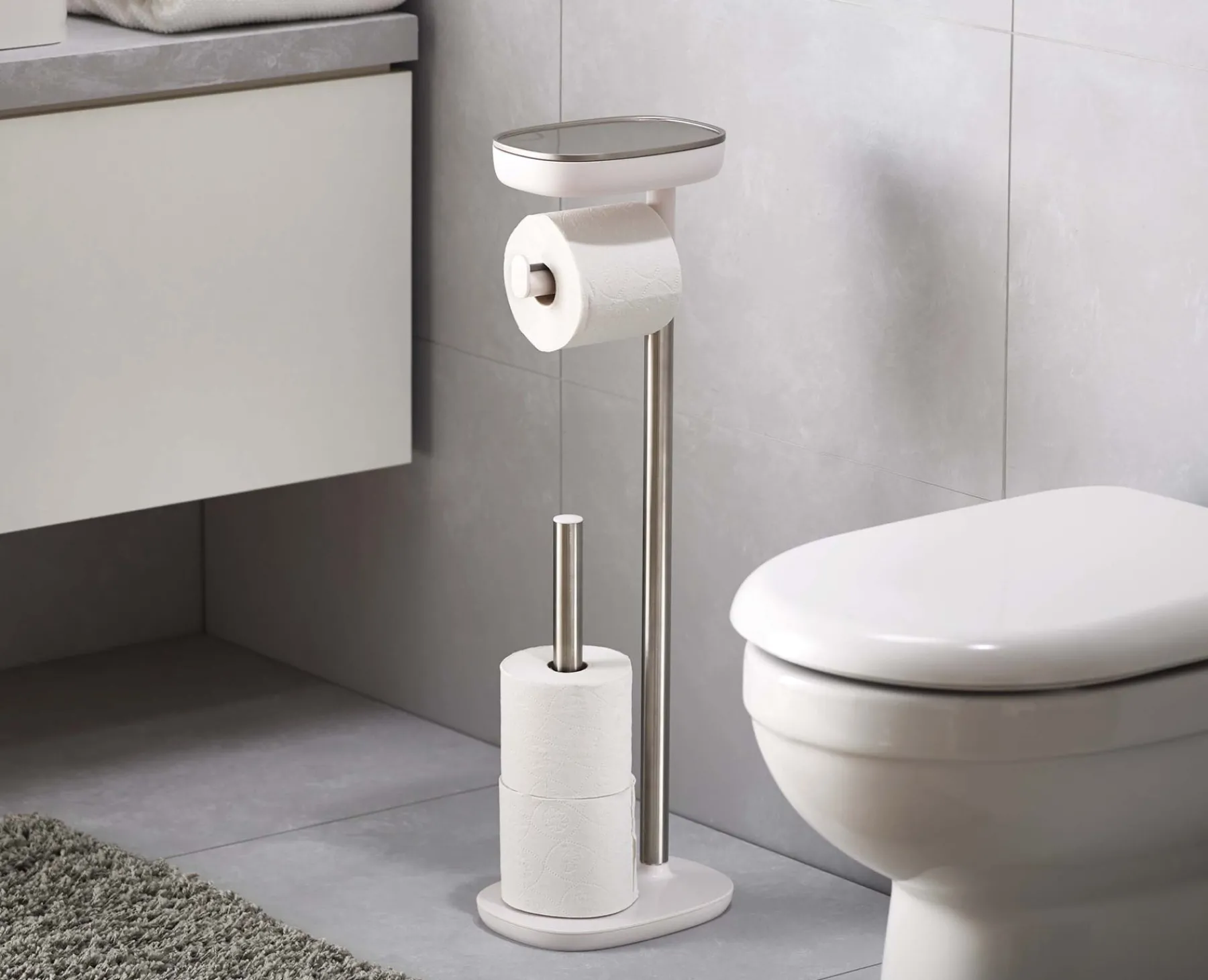 Toilet Paper Holders & Toilet Brushes-Joseph Joseph EasyStore™ Toilet Roll Holder Stainless-steel