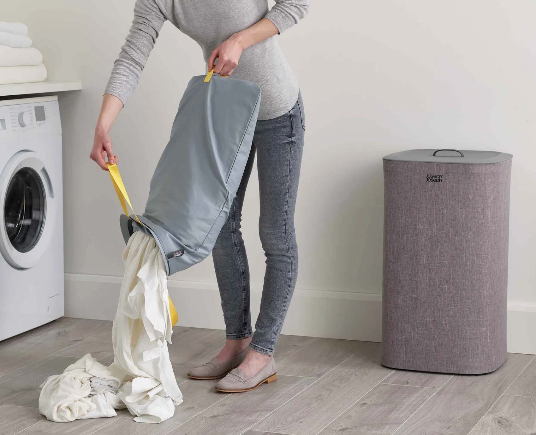 Laundry Baskets-Joseph Joseph 2-piece Laundry Basket Set Gray