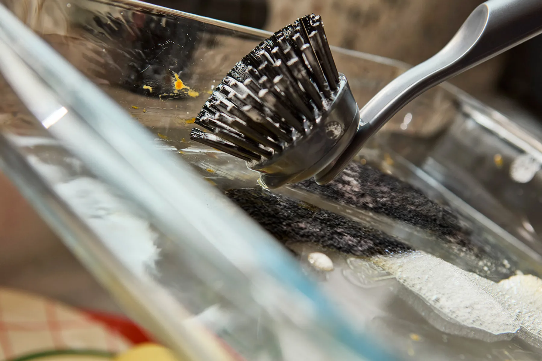 Dish Brushes & Scrubbers-Joseph Joseph SinkTech™ Dish Brush with Steel Stand Gray