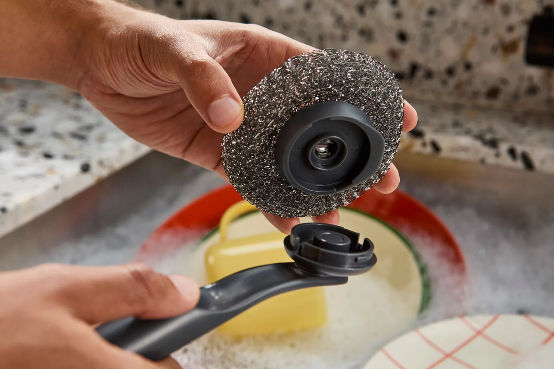 Dish Brushes & Scrubbers-Joseph Joseph SinkTech™ 2-Piece Scourer Heads Gray