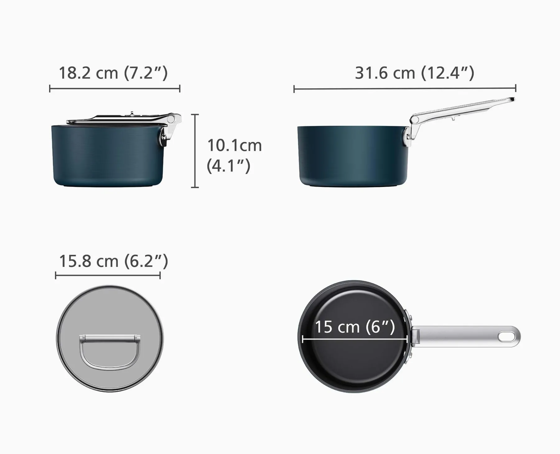 Pots & Pans-Joseph Joseph Space Folding Handle Ceramic Non-stick 1.4 Qt. Saucepan & Lid Blue