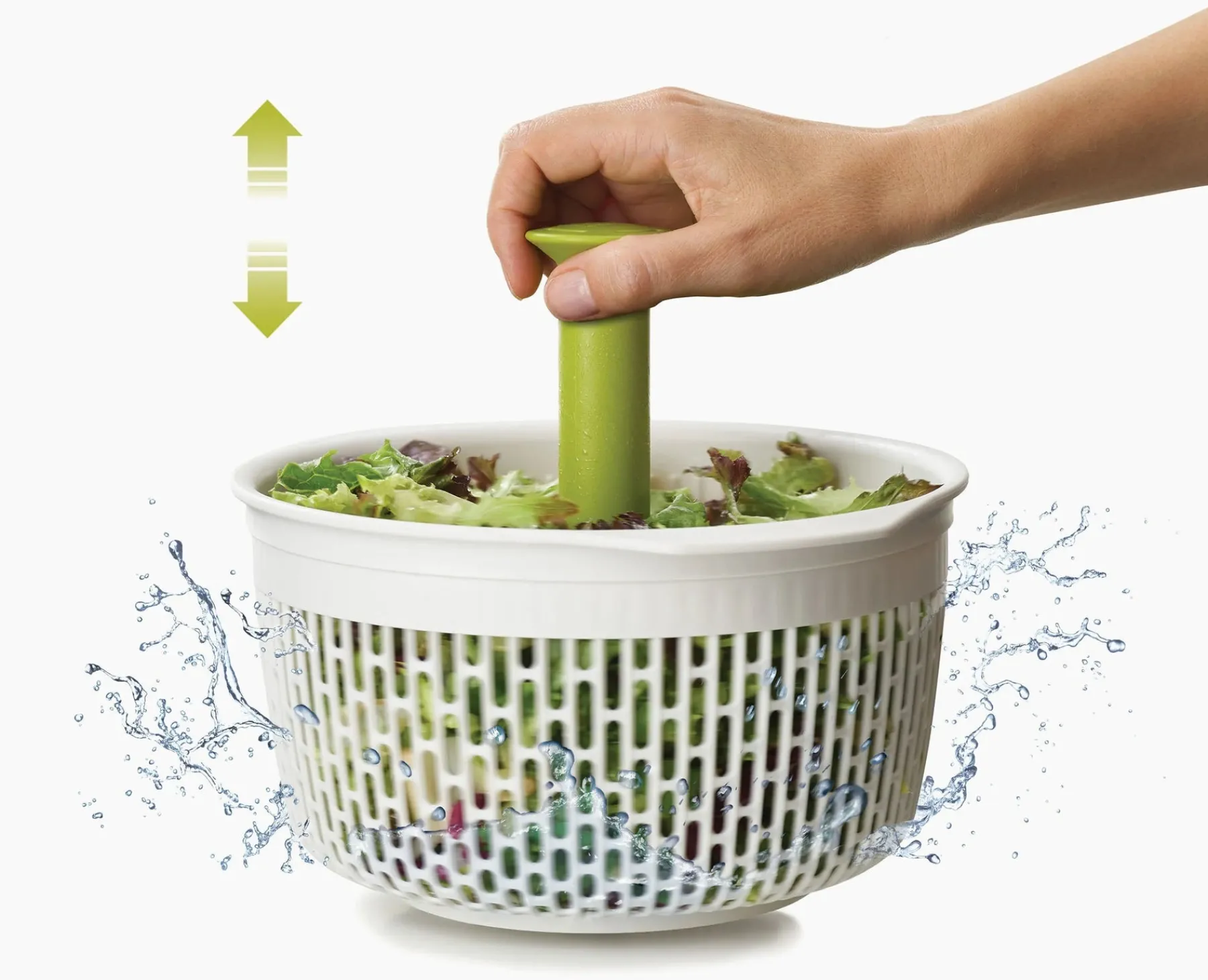 Colanders & Strainers-Joseph Joseph Spindola™ In-sink Salad-spinning Colander Green