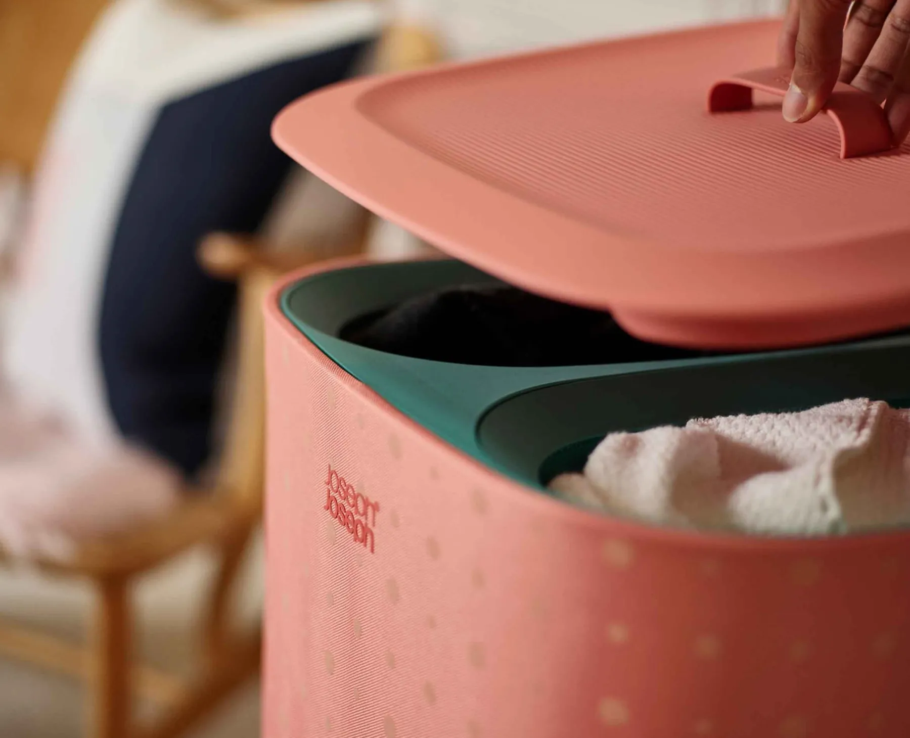 Laundry Baskets-Joseph Joseph Tota Pop 60L Laundry Separation Basket Coral