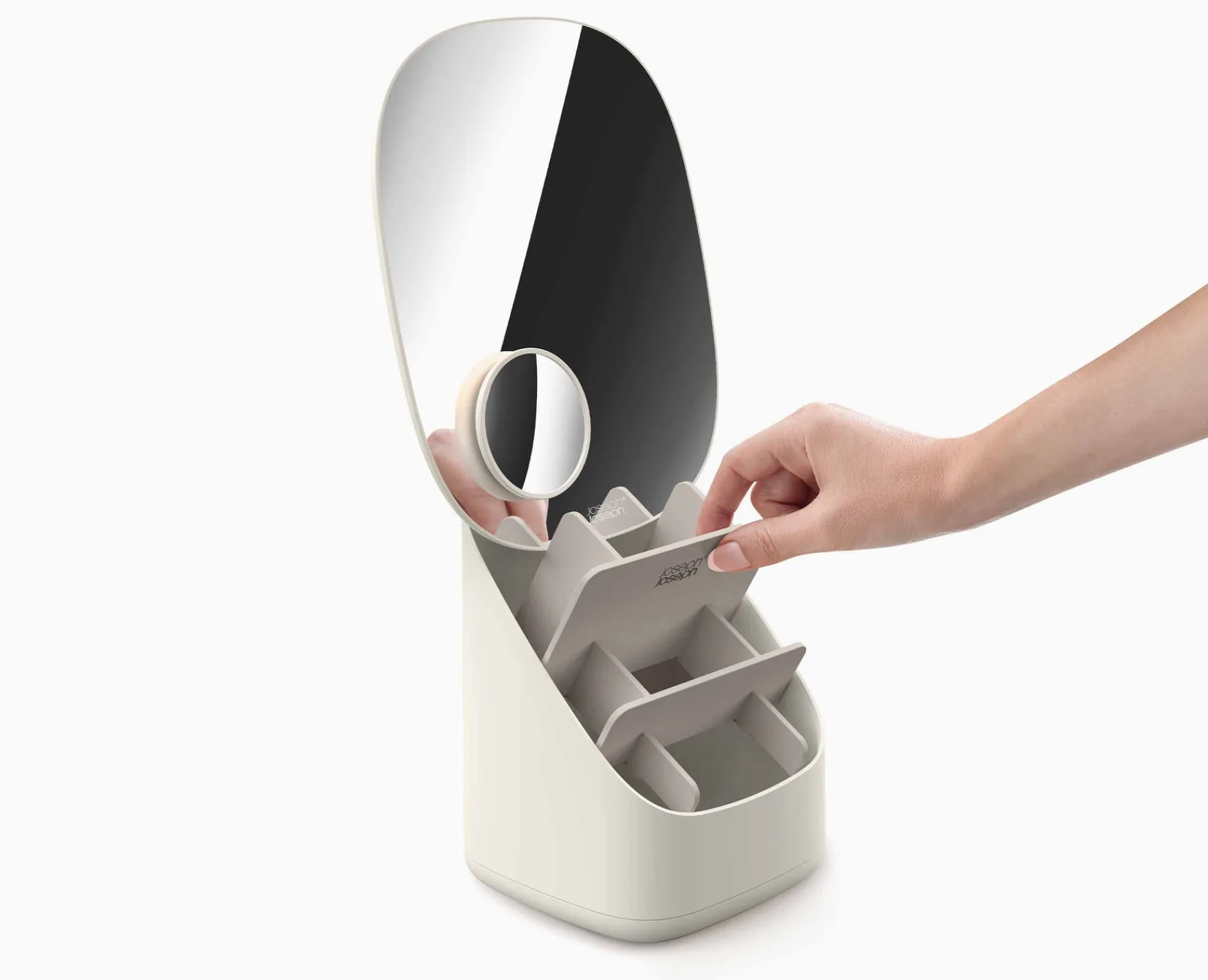 Make-Up Organizers | Make-Up Storage-Joseph Joseph Viva Pedestal Mirror with Cosmetic Organizer Shell